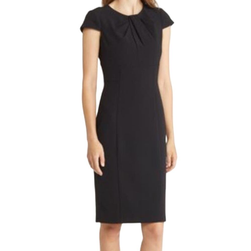 Vince Camuto dress Signature Cap sleeve stretch crepe black size 14